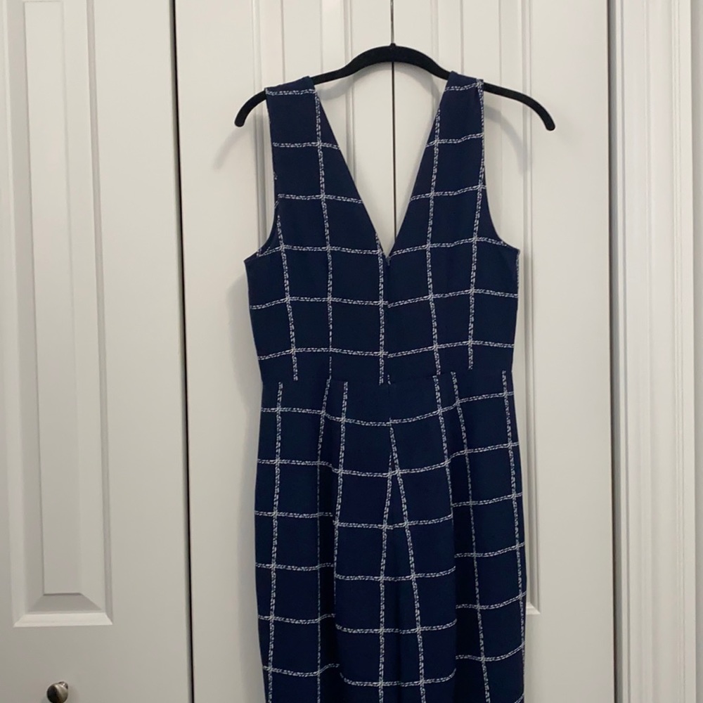 EXPRESS Blue and white checkered jumpsuit